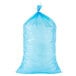A blue plastic bag with a white background.