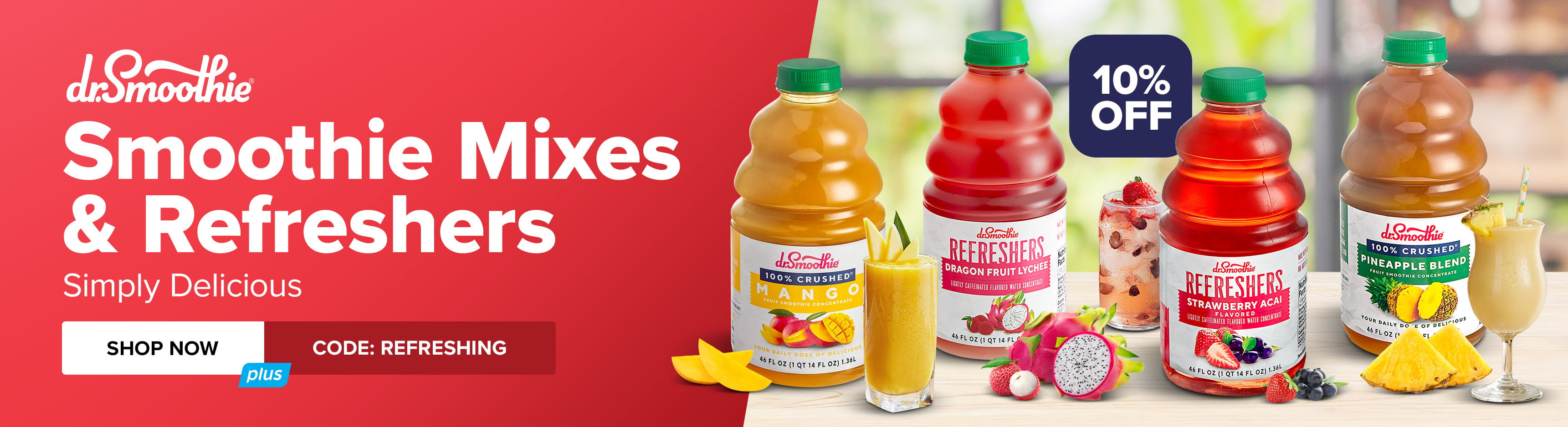 Dr. Smoothie Smoothie Mixes & Refreshers, Simply Delicious. Shop Now, Use Code: REFRESHING