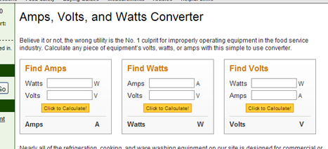 Watts To Amps Conversion Chart