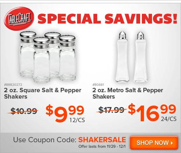 Special Savings on Salt & Pepper Shakers