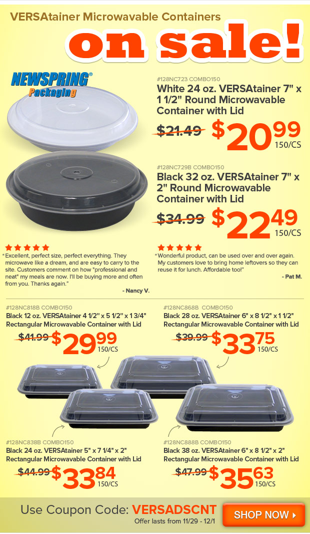 VERSAtainer Microwavable Containers on Sale!