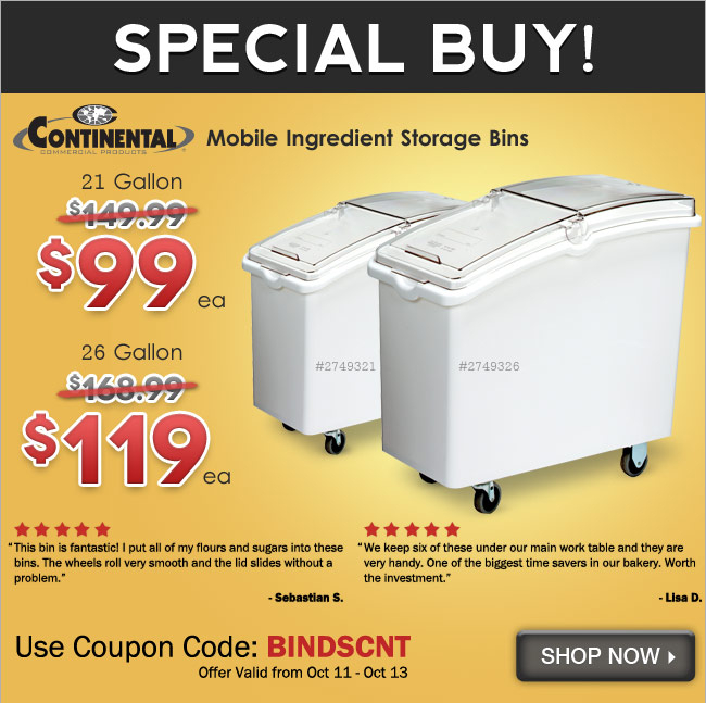 Continental Ingredient Bins on Sale
