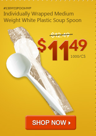 Choice Individually Wrapped Medium Weight White Plastic Soup Spoon