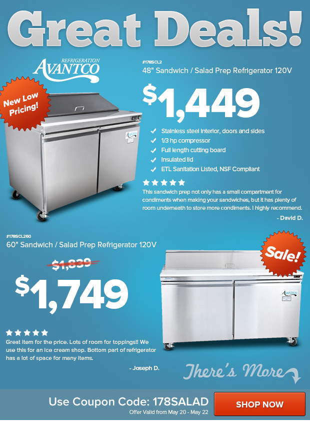 Avantco Salad Prep Refrigerators