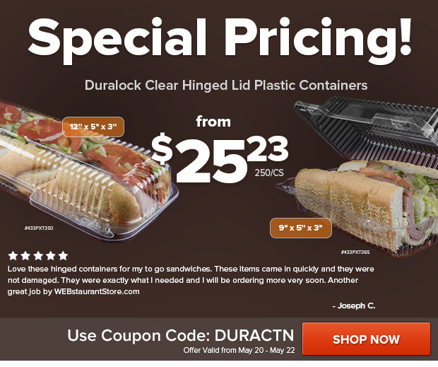 Duralock Clear Hinged Take Out Containers 