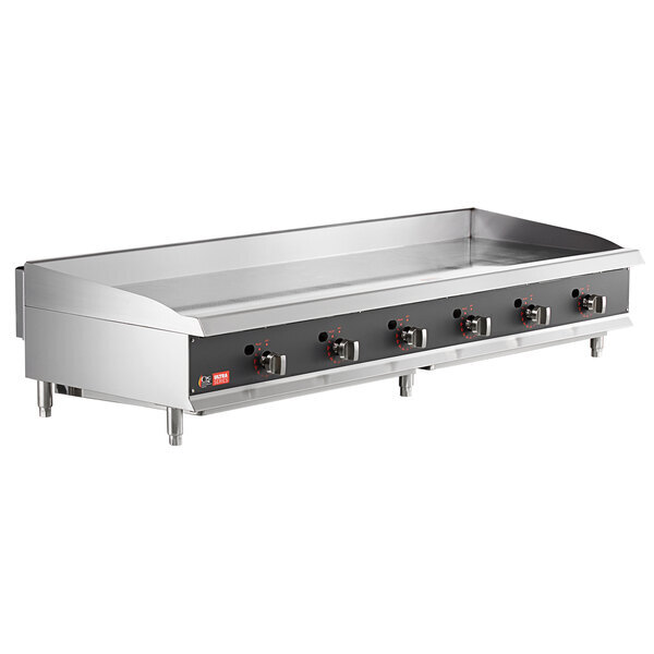 Scratch and Dent Cooking Performance Group GTU-CPG-72-N Ultra Series 72" Chrome Plated Natural Gas 6-Burner Countertop Griddle - 180,000 BTU