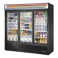 True GDM-69-HC-LD 78 1/8" Black Refrigerated Sliding Glass Door Merchandiser with LED Lighting