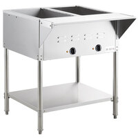 Avantco STE-2S Two Pan Open Well Electric Steam Table with Undershelf - 120V, 1000W