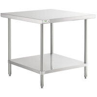 Regency 36" x 36" 16 Gauge Stainless Steel Commercial Work Table with Undershelf
