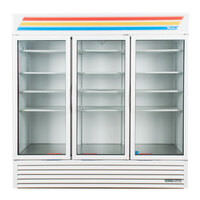 True GDM-72-HC~TSL01 78 1/8" White Refrigerated Glass Door Merchandiser with LED Lighting