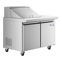 Avantco SS-PT-48M-12-HC 48" 2 Door Mega Top Stainless Steel Refrigerated Sandwich Prep Table with Workstation