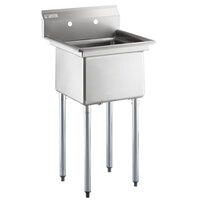 Steelton 23 1/2" 18-Gauge Stainless Steel One Compartment Commercial Sink without Drainboard - 18" x 18" x 12" Bowl