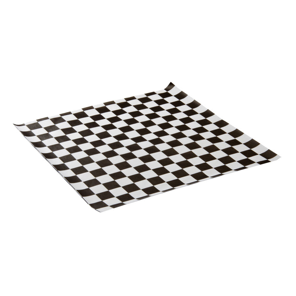 Choice 12" x 12" Black Check Deli Sandwich Wrap Paper 1000 / Pack