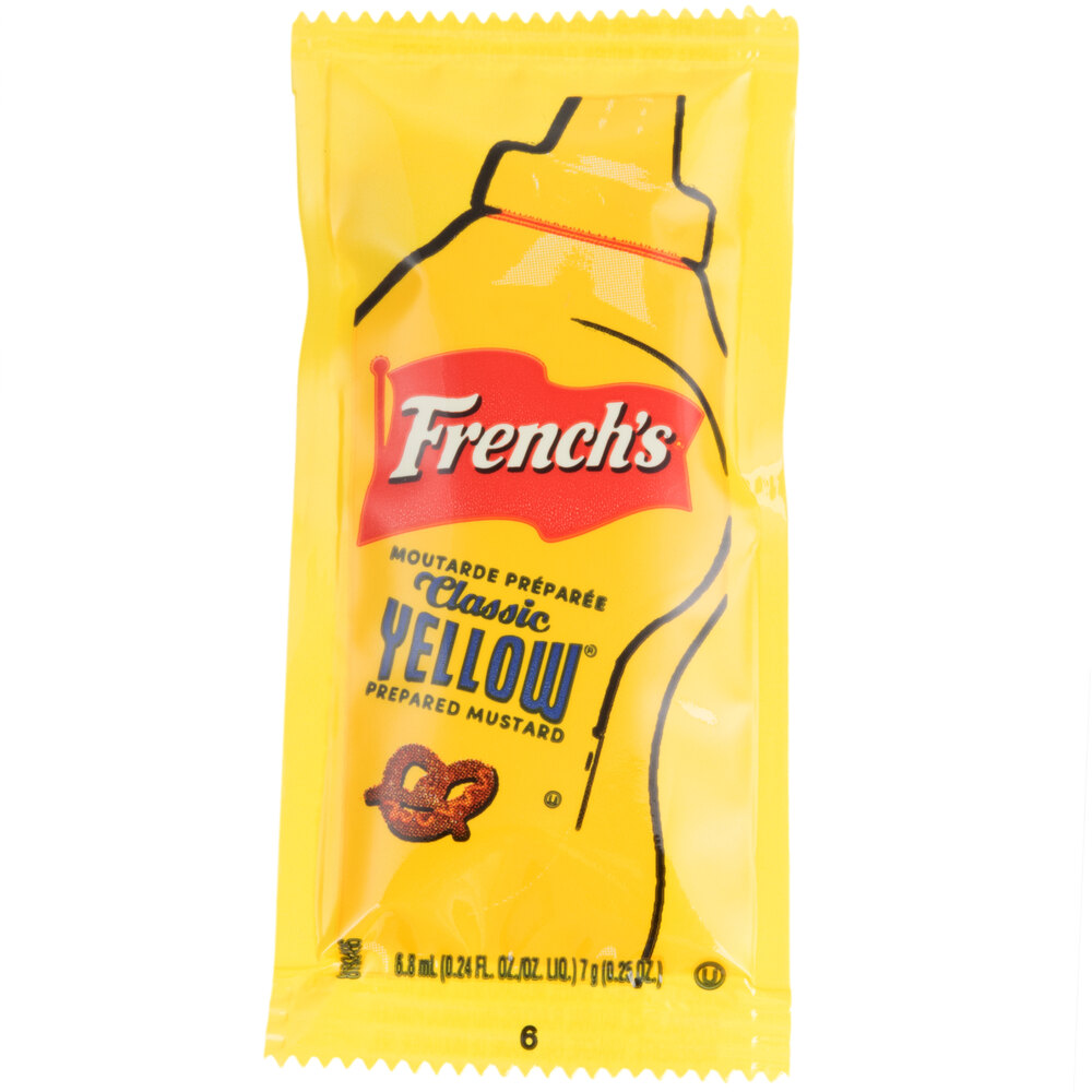 French's Classic Yellow Mustard (200) 7 Gram Portion Packets / Case 200/Case