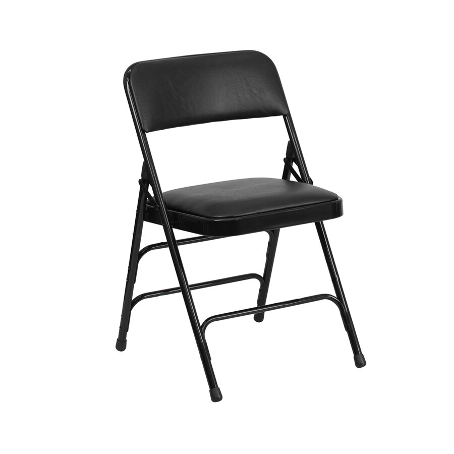 Black Metal Folding Chair with 1" Padded Vinyl Seat