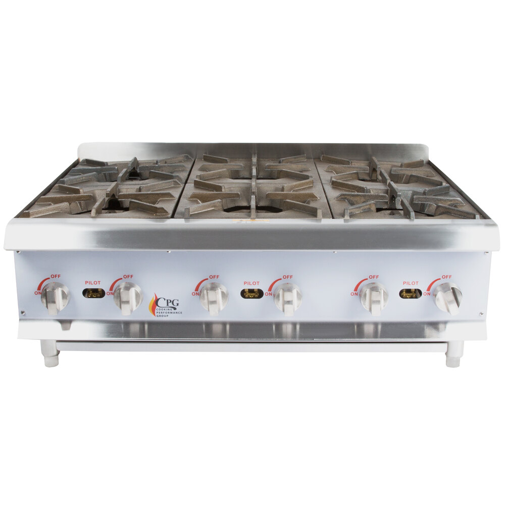 Cooking Performance Group HP636 6 Burner Gas Countertop Hot Plate 132,000 BTU