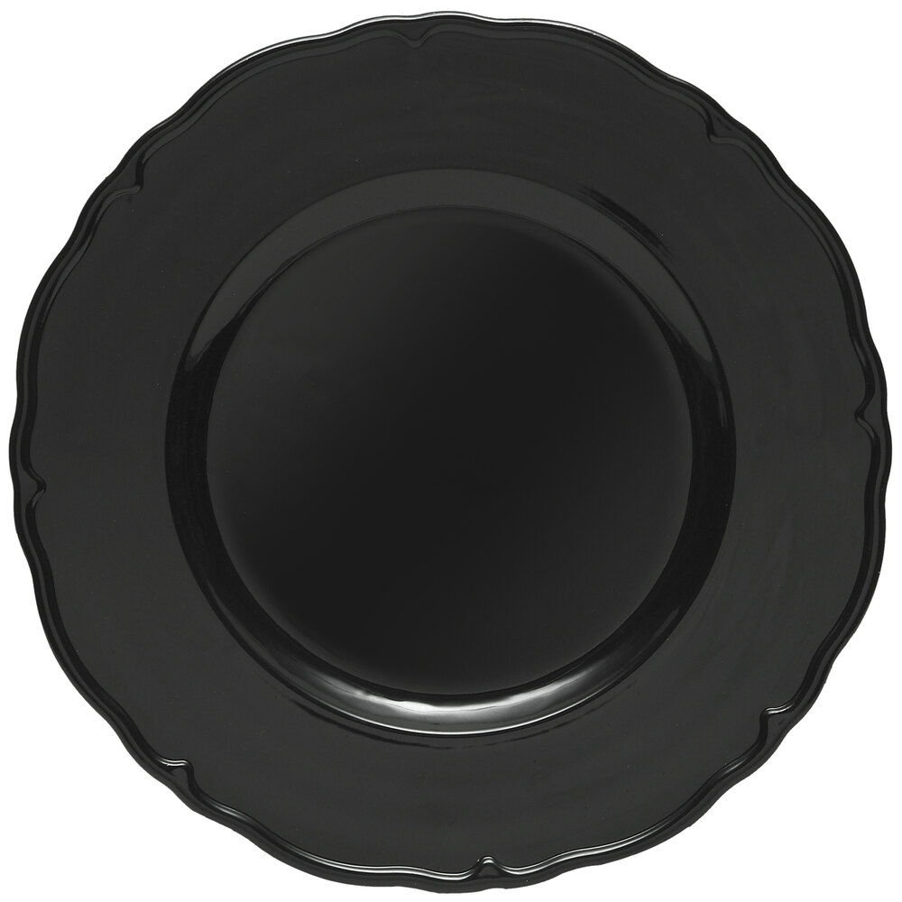 The Jay Companies 13" Round Black Regency Polypropylene Charger Plate