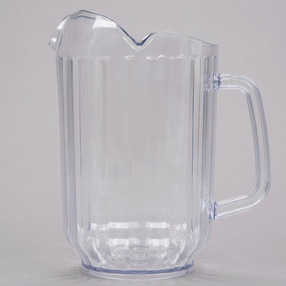 Choice 60 oz. Clear SAN Plastic Beverage Pitcher with 3 Spouts