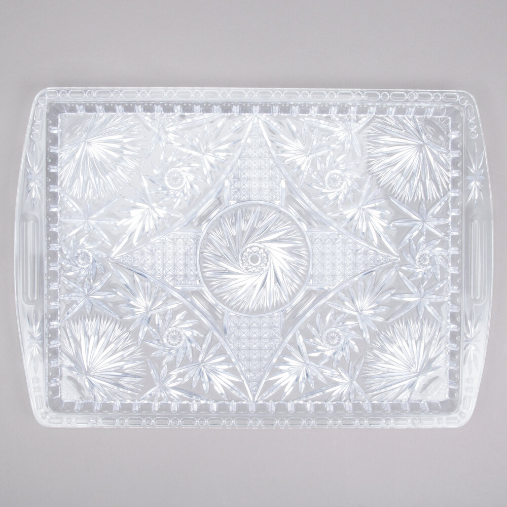 12" x 18" Crystal Rectangular Plastic Catering Tray
