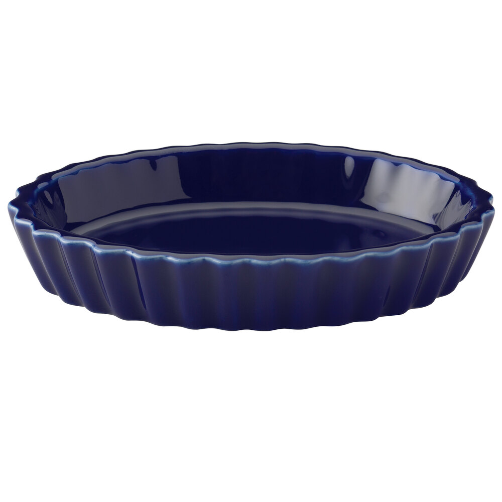 Hall China 30853105 Cobalt Blue 6.5 oz. Colorations Oval Fluted Souffle