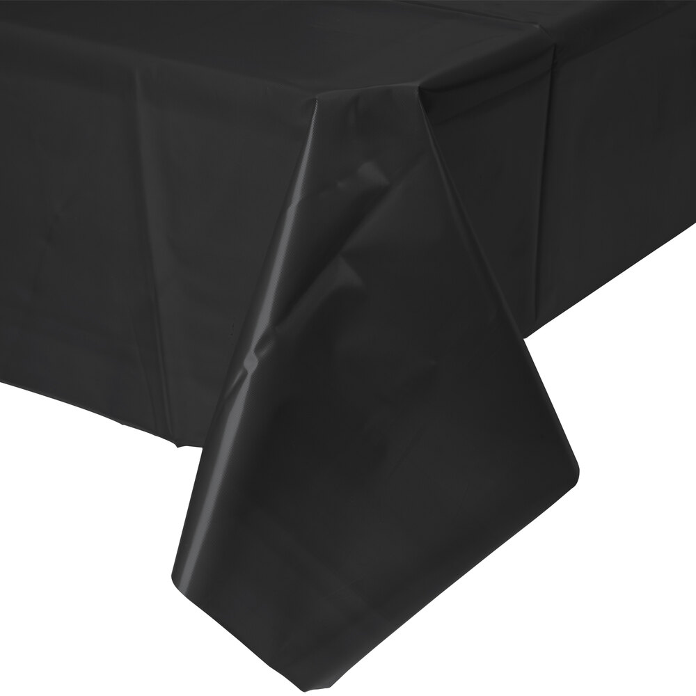 Creative Converting 01290B 54" x 108" Black Velvet Disposable Plastic