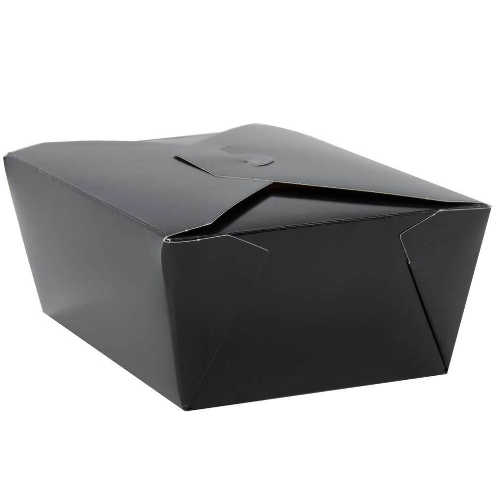 8" x 6" x 4" ChampPak Retro Black Paper TakeOut Container 40 / Pack