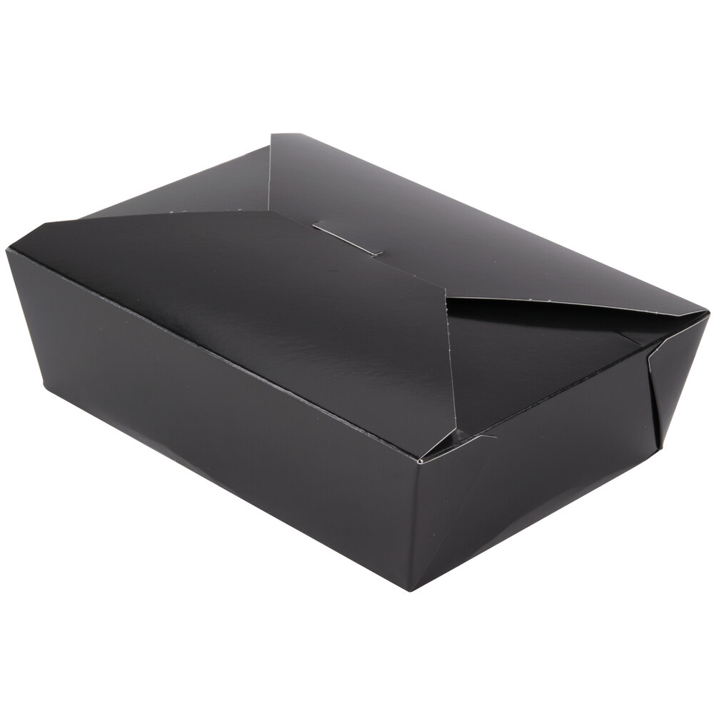 8" x 6" x 3" ChampPak Retro Black Paper 3 TakeOut Container 50 / Pack