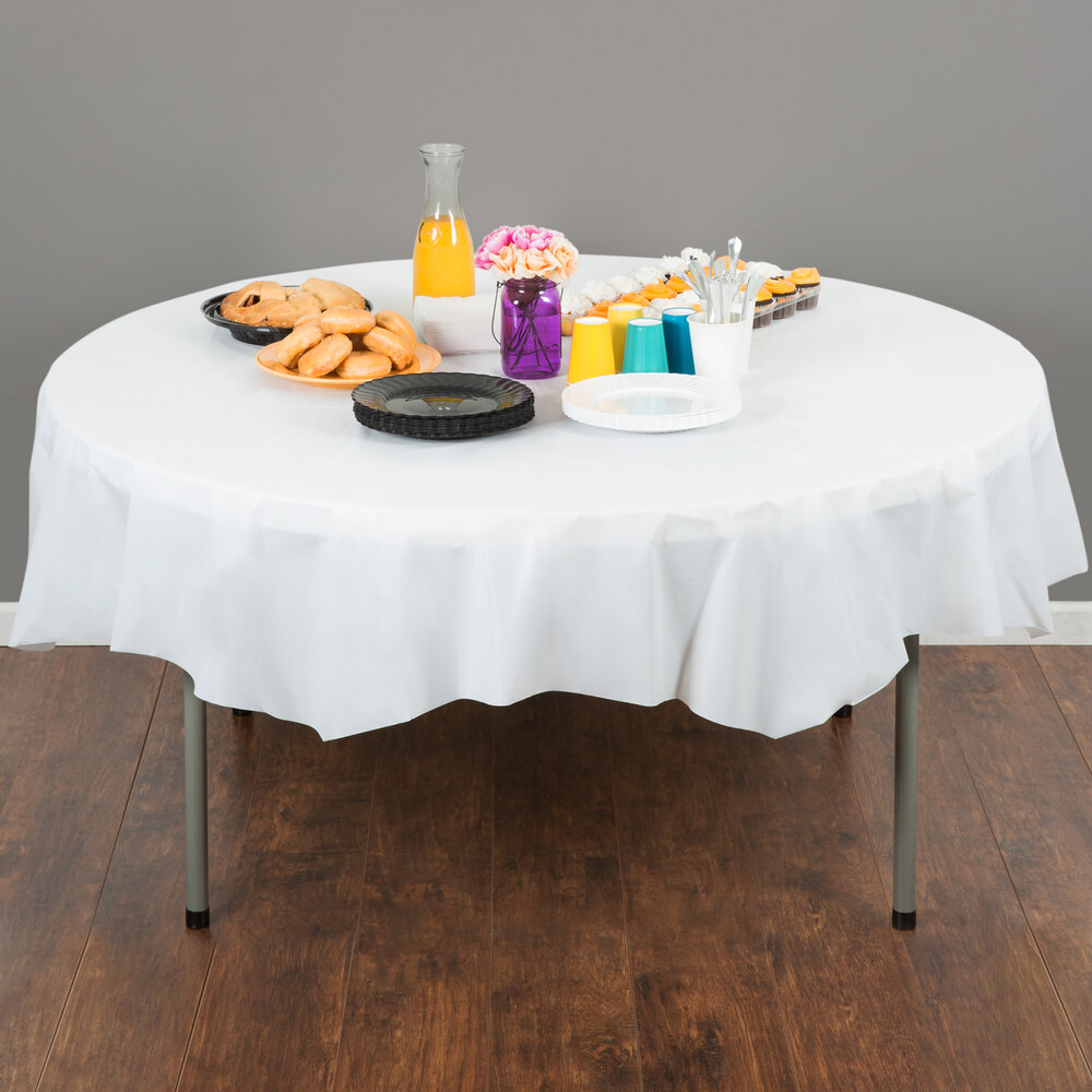 Creative Converting 703272 82" White OctyRound Disposable Plastic Table