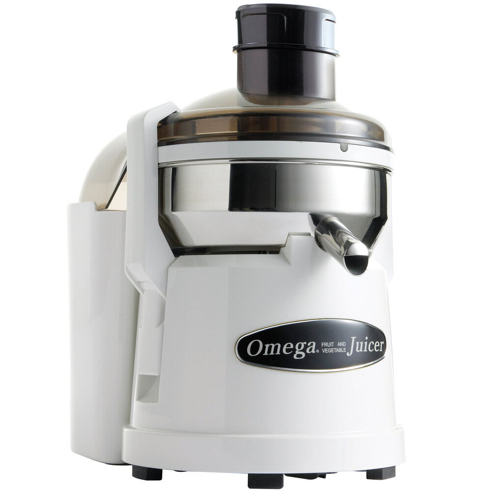 Omega O2110 Compact Juicer with White Finish and Pulp Ejection 6,200 RPM