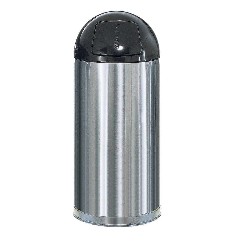 Rubbermaid R1536 Metallic Round Satin Stainless Steel Waste Receptacle