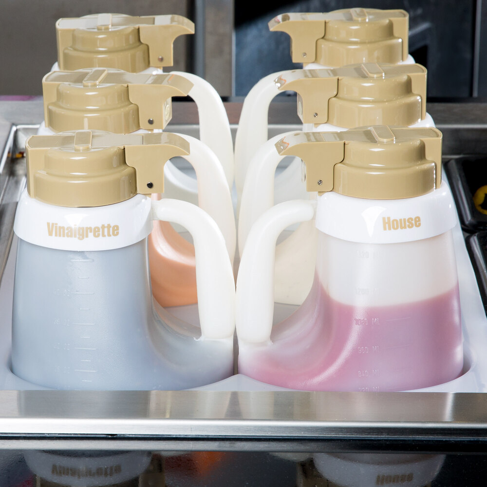 Tablecraft 482 Beige ABS Top Salad Dressing Dispenser Set