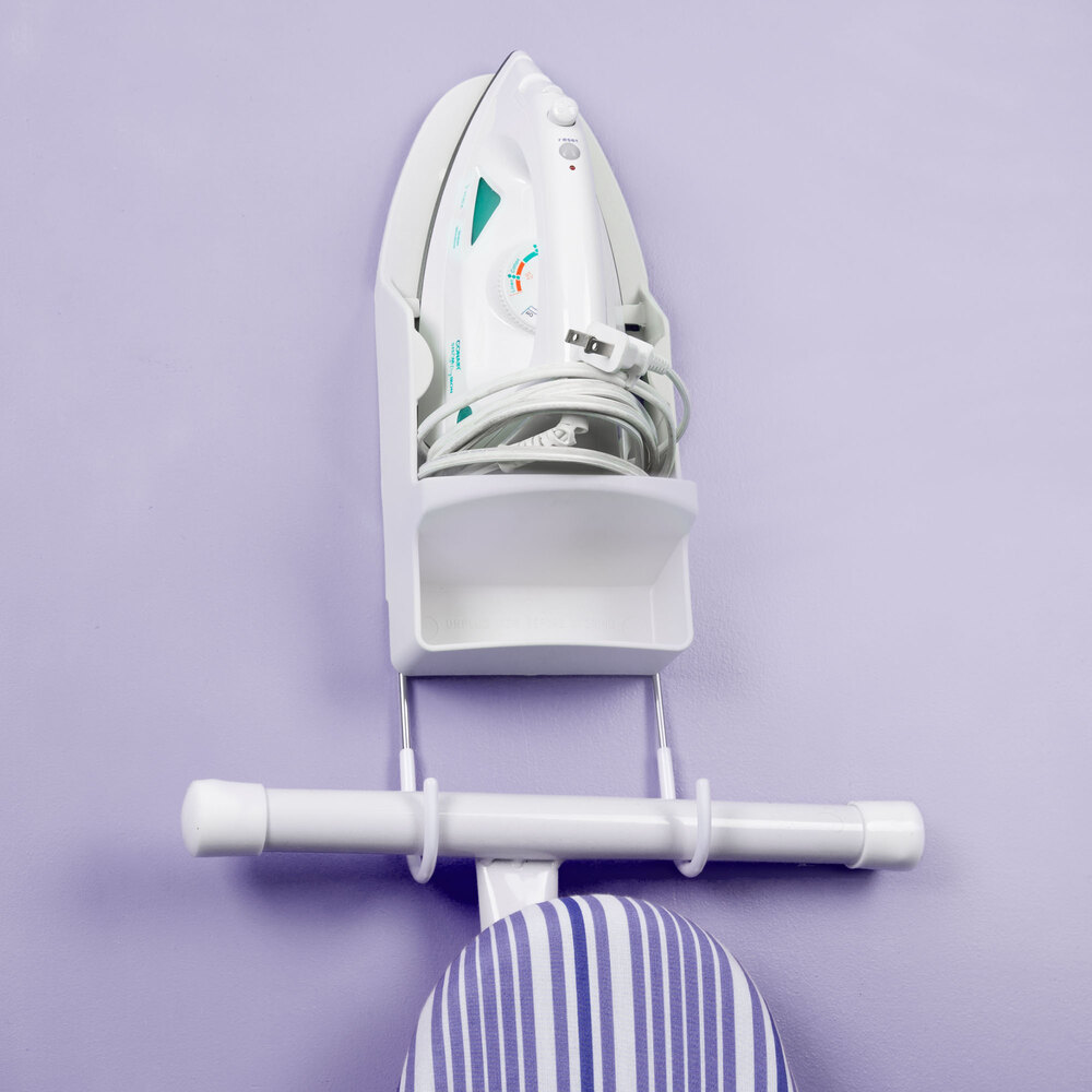 White Ironing Board Holder and Organizer