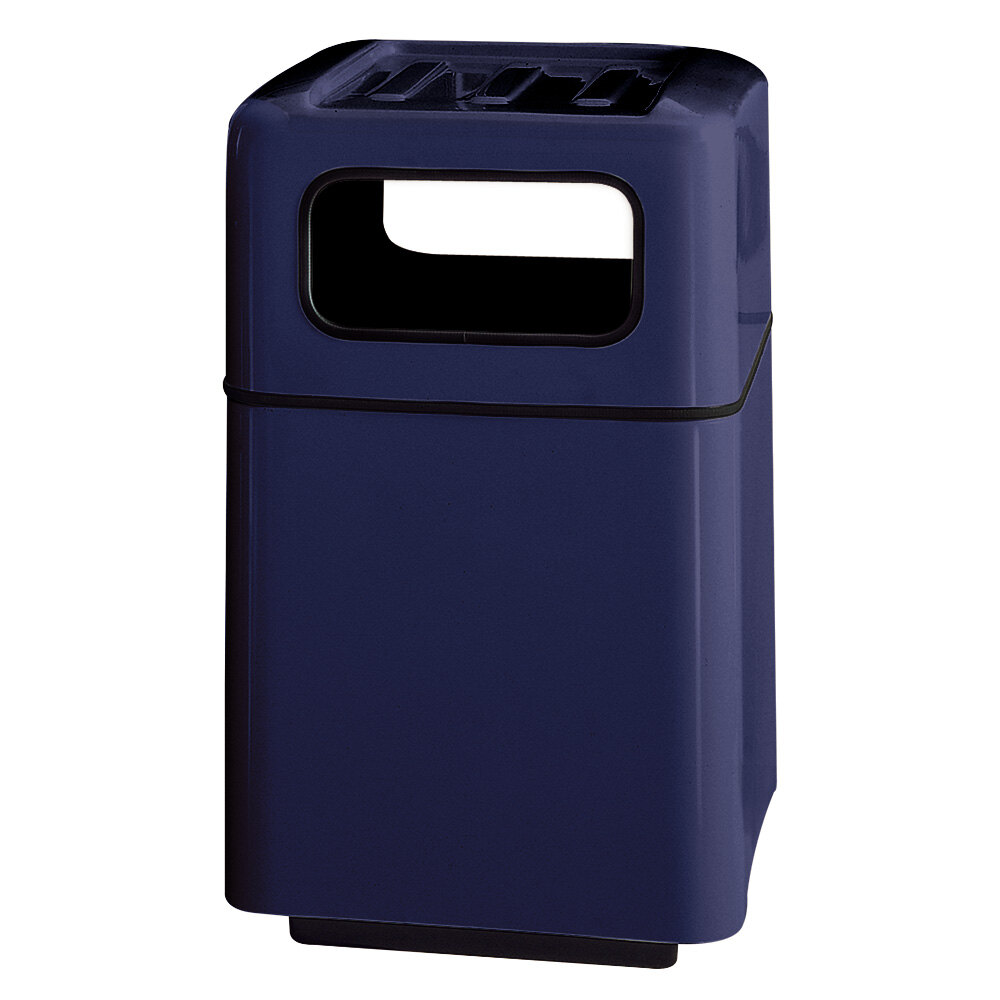 Rubbermaid FG2438 Foodcourt Navy Blue Square Fiberglass Waste