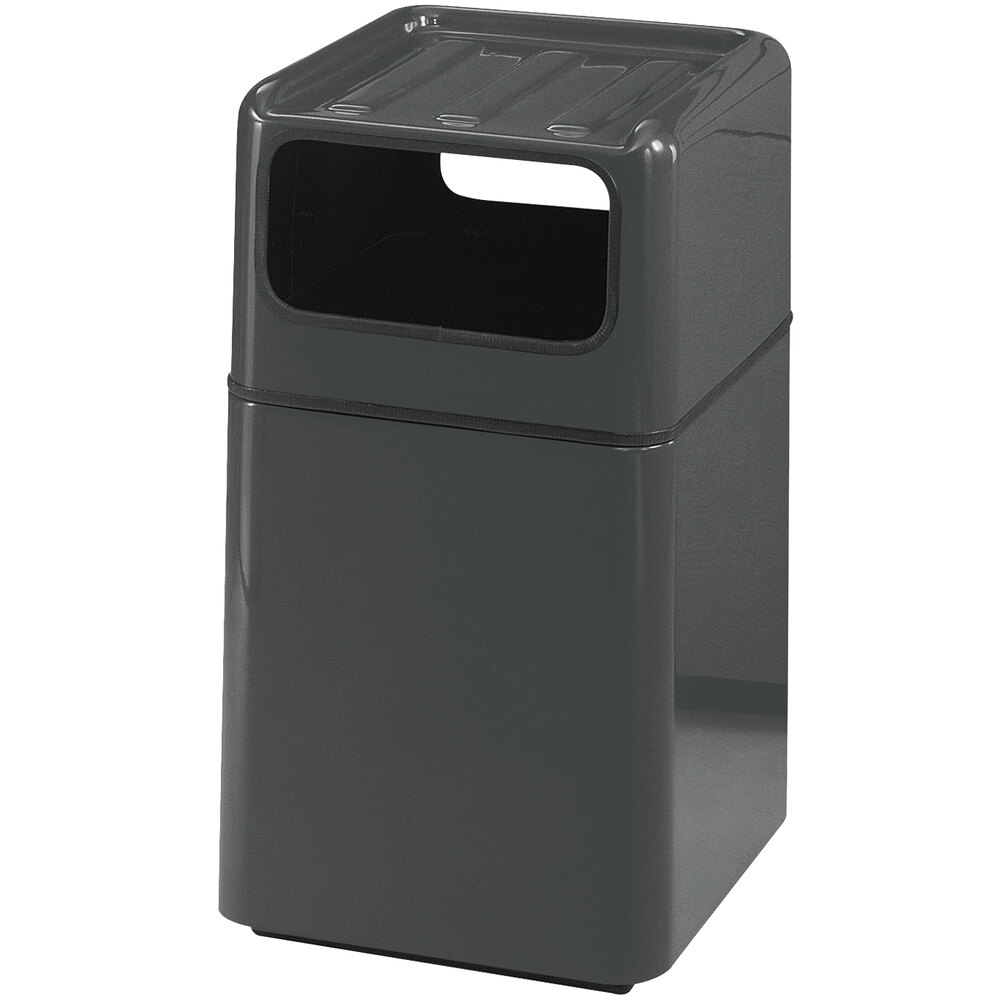 Rubbermaid FGFG2037SQTR Foodcourt Charcoal Square Fiberglass Waste