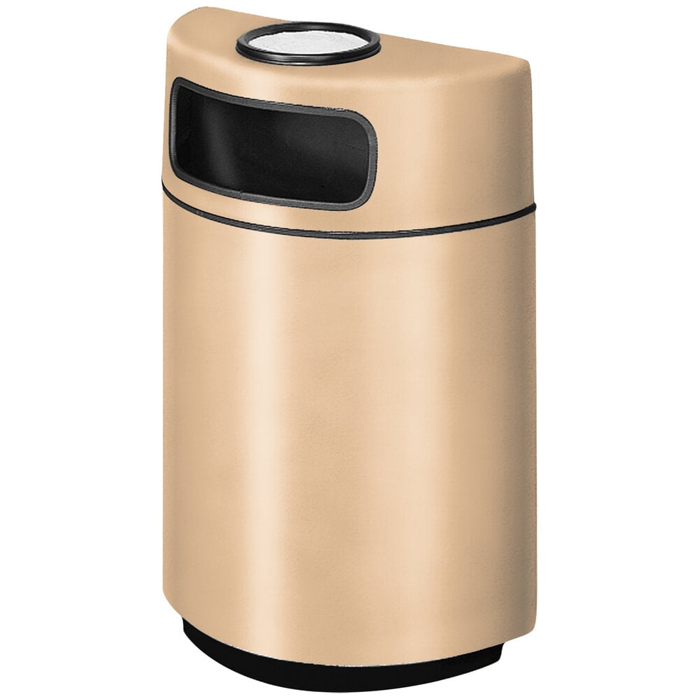 Rubbermaid FGH2436SU Half Round Open Front Tan Fiberglass Waste