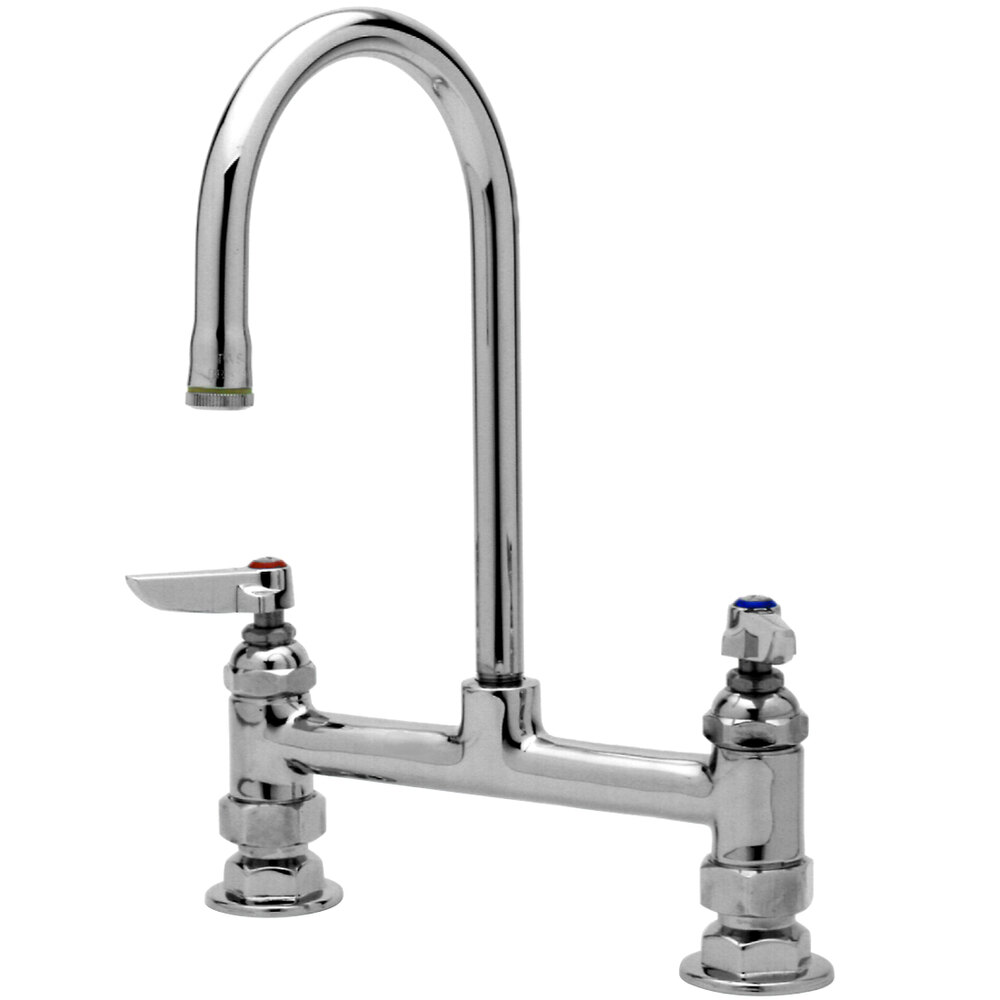 T&S B0321 Deck Mounted Double Mixing Faucet with 8" Centers 10 3/8