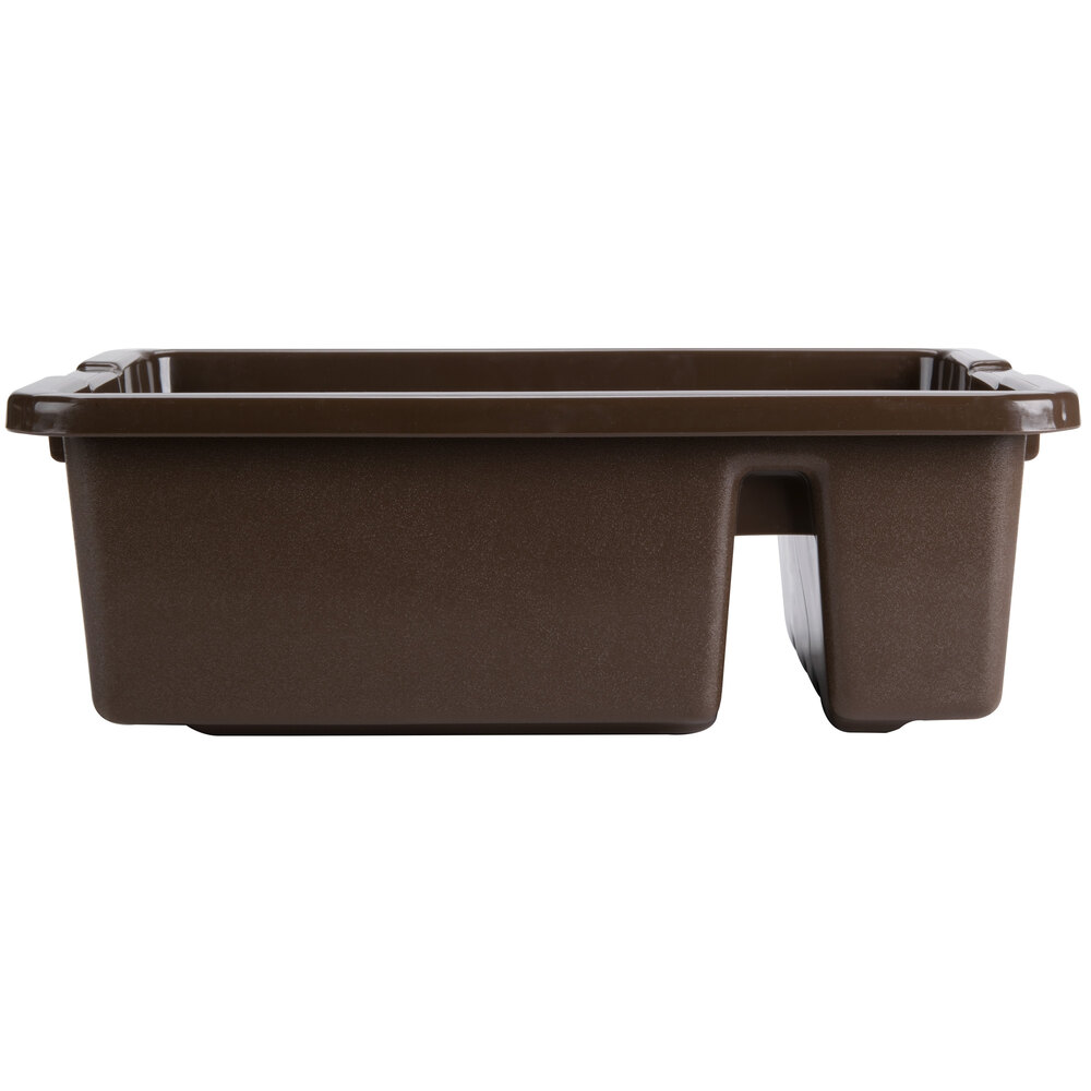 21" x 17" x 7" Brown Polyethylene Plastic Divided Bus Tub, Bus Box