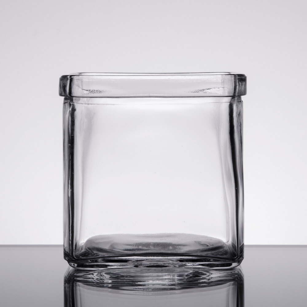 American Metalcraft GJ8 8 oz. Square Glass Condiment Jar