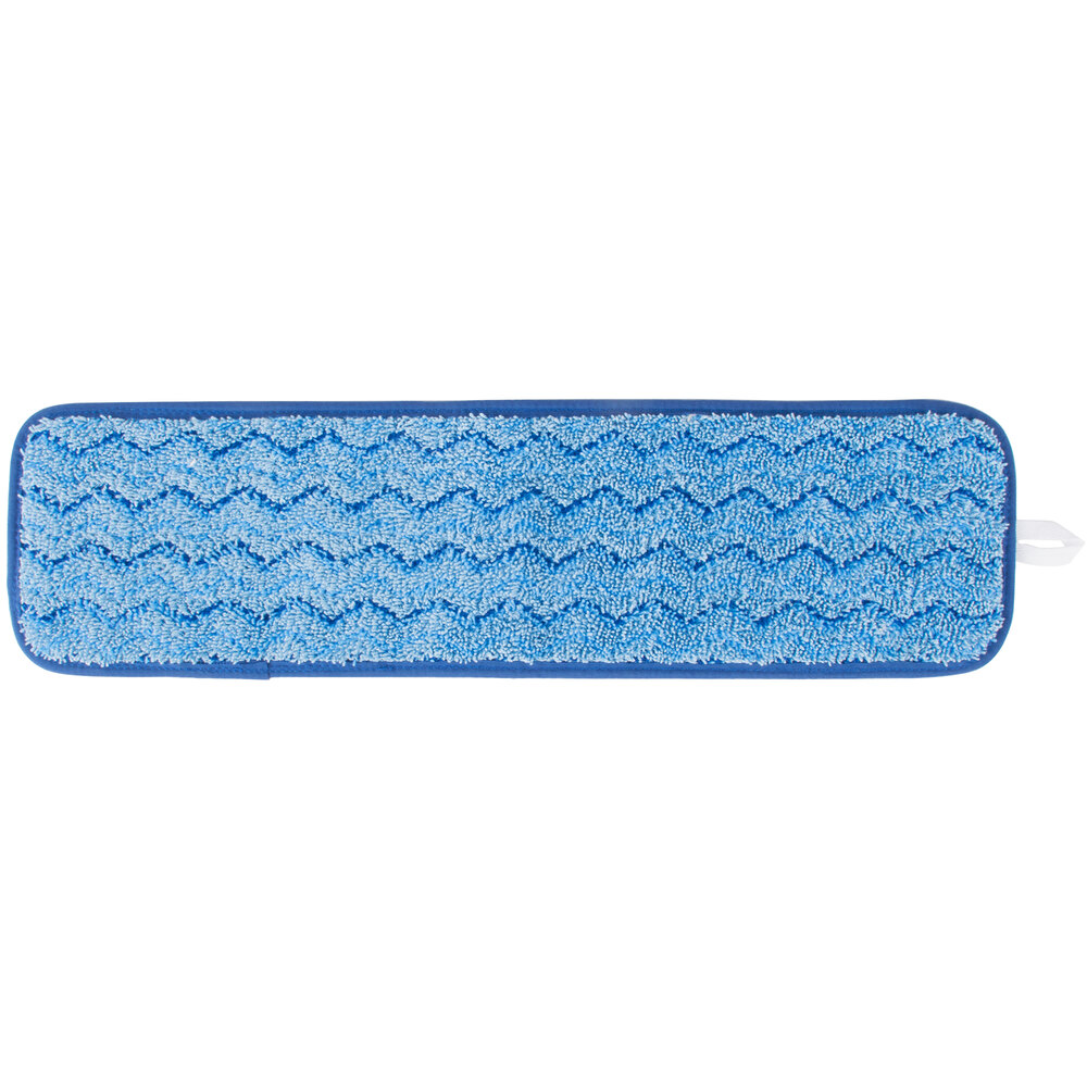18" Blue Microfiber Wet Velcro® Scrubber Flat Mop Pad