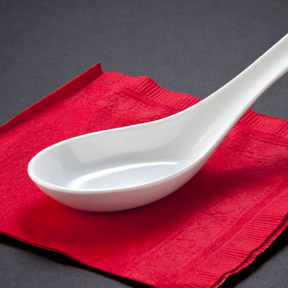 1 oz. Melamine Chinese / Asian Wonton Soup Spoon 12 / Pack