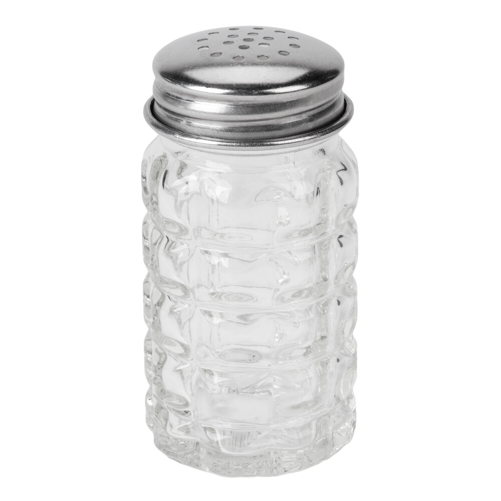 Tablecraft 163S&P 1.5 oz. Nostalgia Glass Salt and Pepper Shakers with Stainless Steel Tops 12