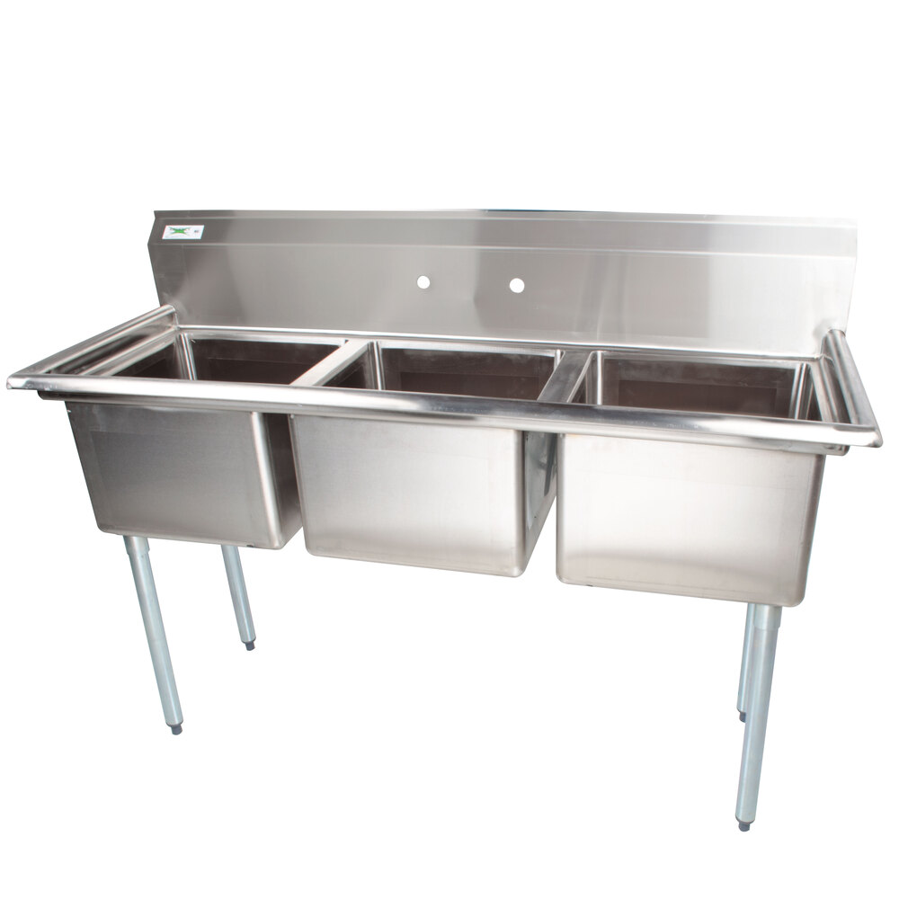 Regency 16 Gauge Three Compartment Stainless Steel Commercial Sink