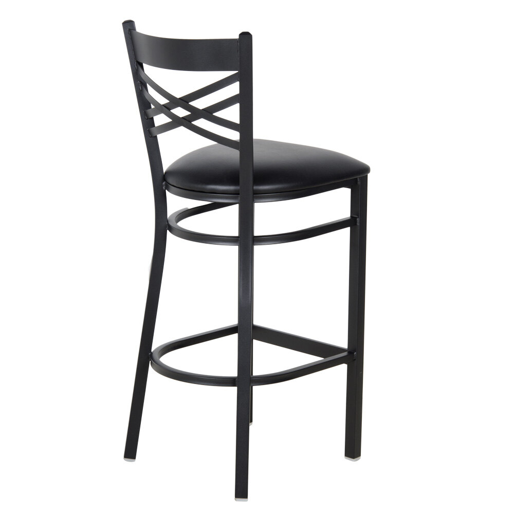 Lancaster Table & Seating Black Cross Back Bar Height Chair with 2 1/2