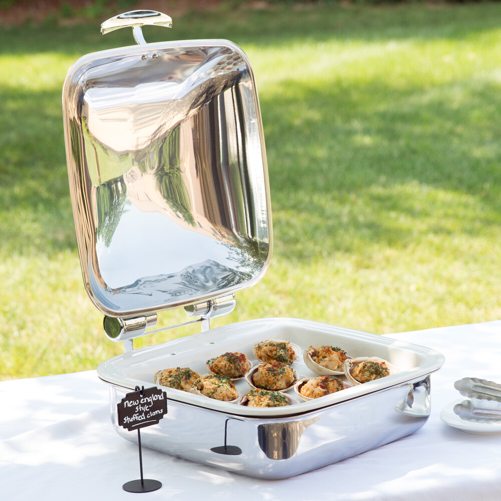 Vollrath 46133 6 Qt. Intrigue Square Induction Chafer with Porcelain