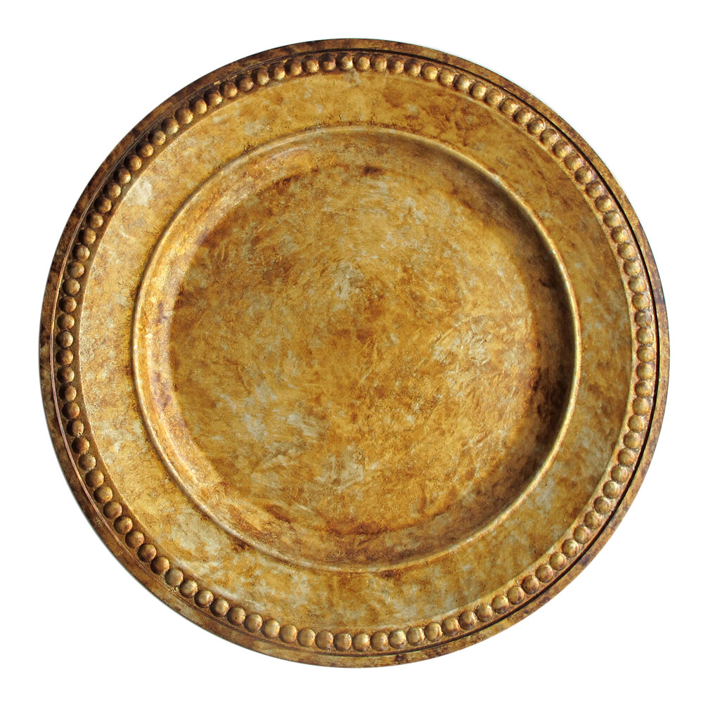 The Jay Companies 14" Round Beaded Gold Acrylic Charger Plate