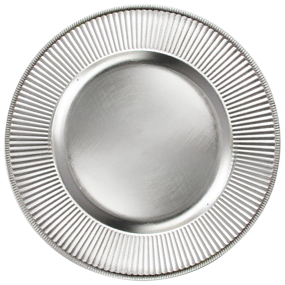 The Jay Companies 13" Round Sunray Silver Acrylic Charger Plate