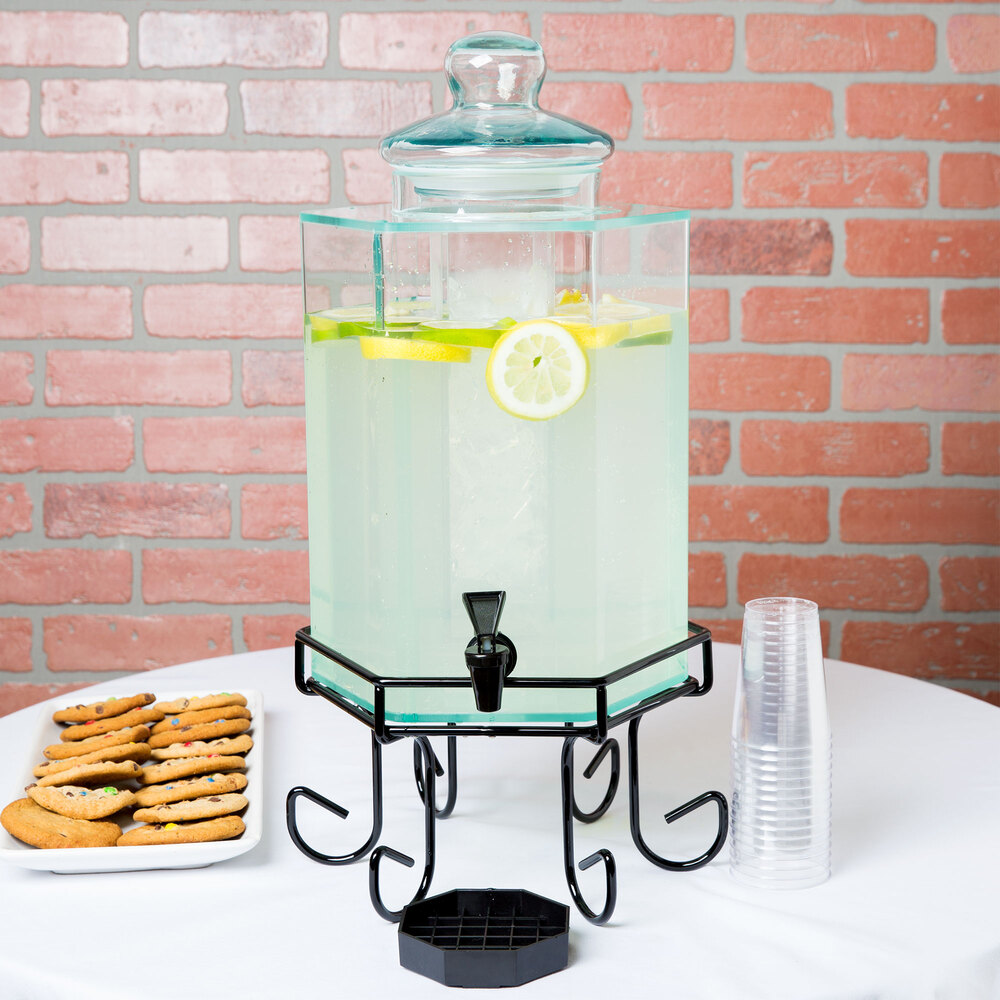 CalMil 1111A 2 Gallon Acrylic Beverage Dispenser with Iron Stand and