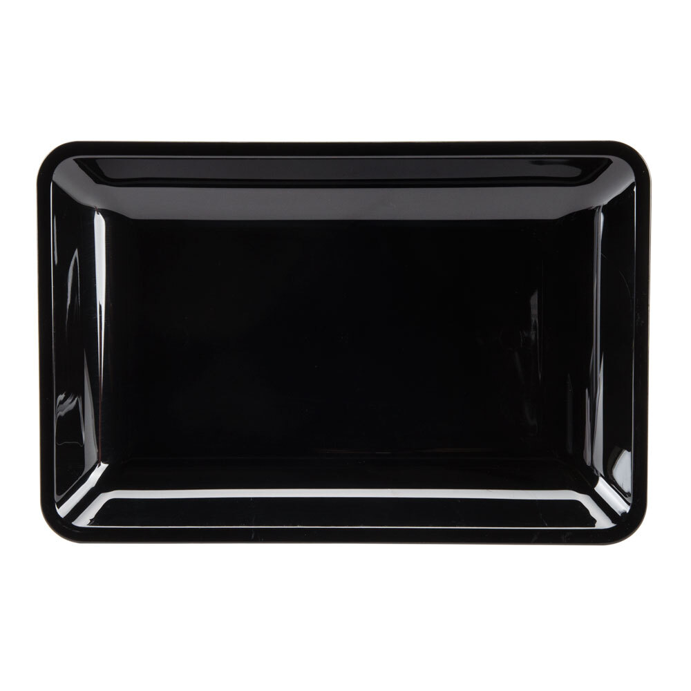 Fineline Platter Pleasers 3540BK 10" x 14" Plastic Black Rectangular Tray