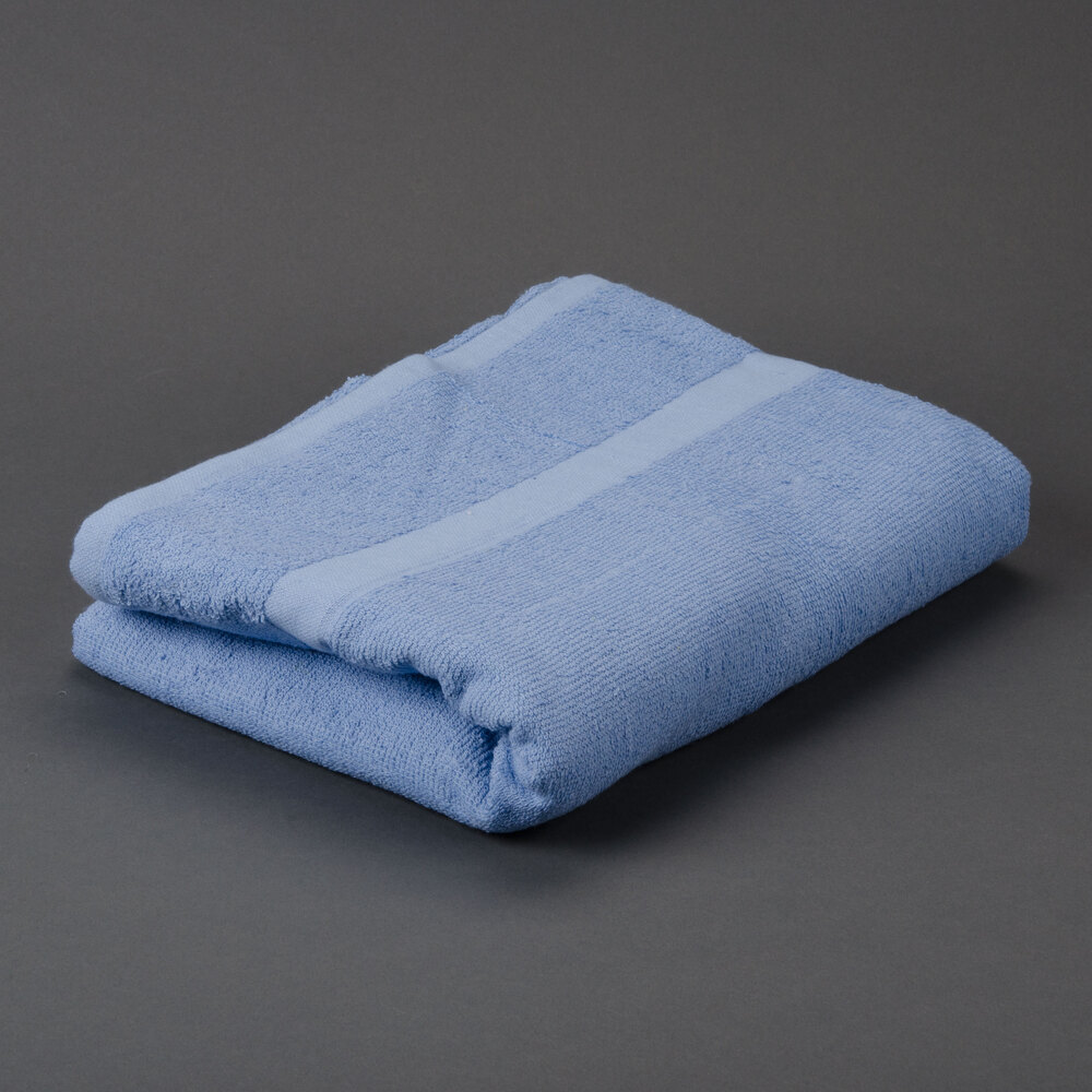 Hotel Pool Towel Oxford Silver 36" x 68" 100 Cotton Light Blue 14 lb.