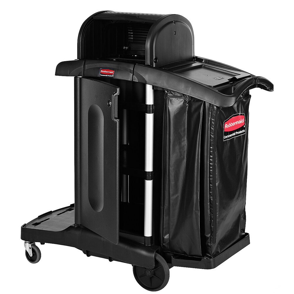 Rubbermaid 1861427BLACK Executive High Security Janitor Cart